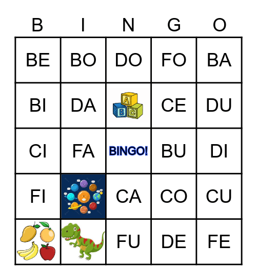 BINGO SILÁBICO Bingo Card