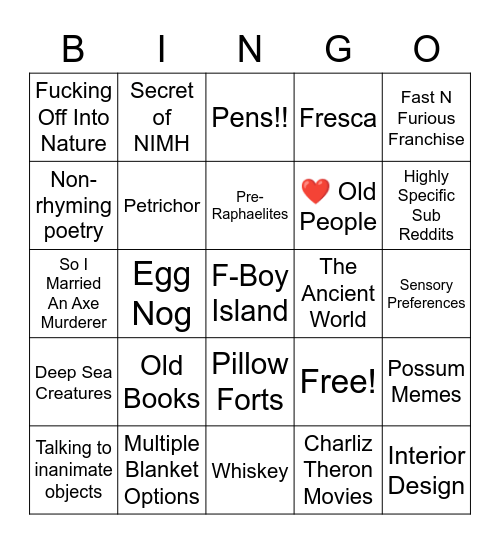 Are you Brooke’s type? Bingo Card