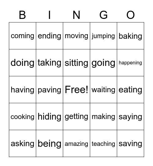 ing Bingo Card