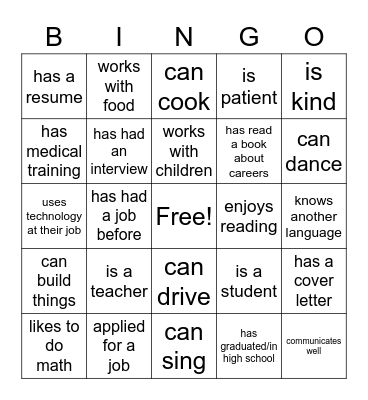 Human Bingo! Find Someone Who... Bingo Card