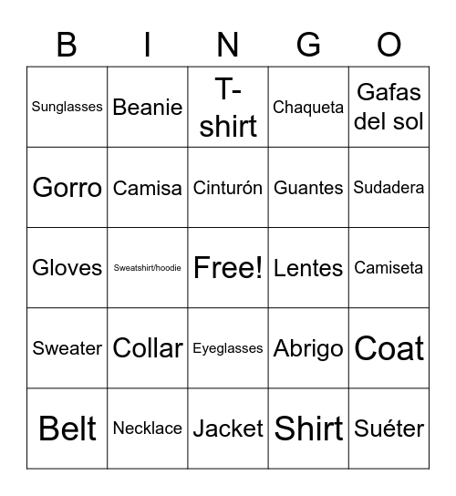 7.3-7.4 Bingo Style and Expression Bingo Card