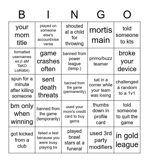 how bad are you (bs) Bingo Card