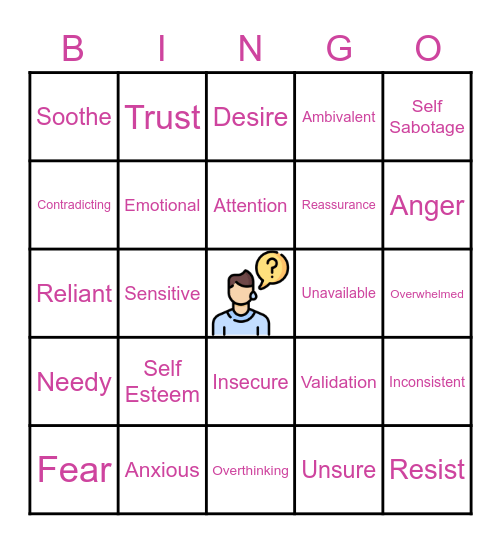 Ambivalent Attachment Bingo Card