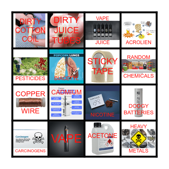 WHAT'S IN A VAPE Bingo Card