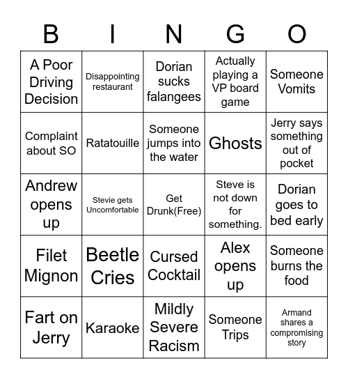 Lake House Bingo Card