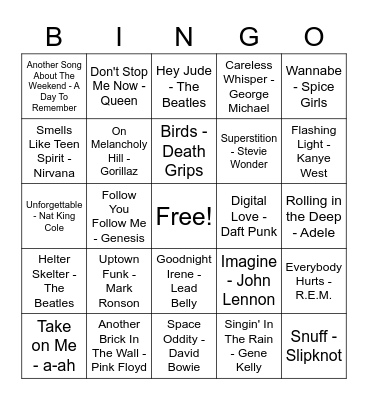 MUSICAL BINGO Card