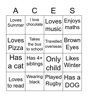 ACES 'Ko Wai Au' Bingo Card