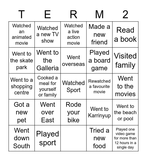 Welcome Back Bingo! Bingo Card