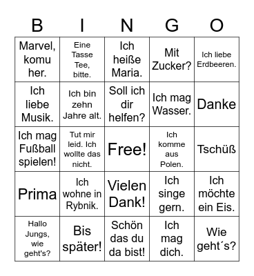 BINGO "IM PARK" Bingo Card