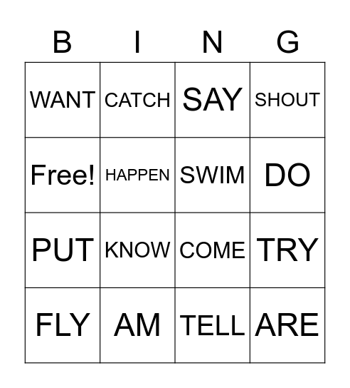 past simple verbs Bingo Card