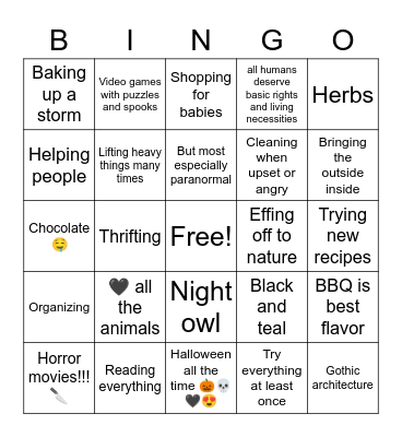 Are you Serena's type Bingo Card