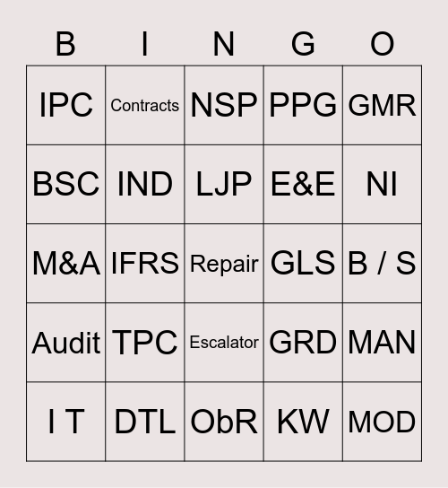 FINANCE Bingo Card