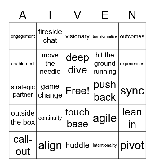 CW 2023 Buzzword Bingo Card