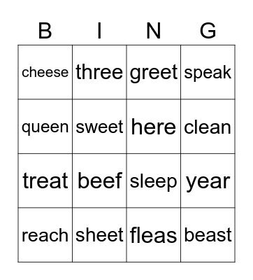 EE and EA Bingo Card