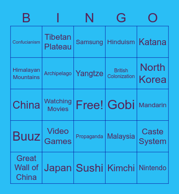 Unit 9 Bingo Card