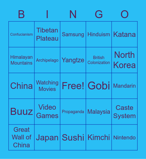 Unit 9 Bingo Card