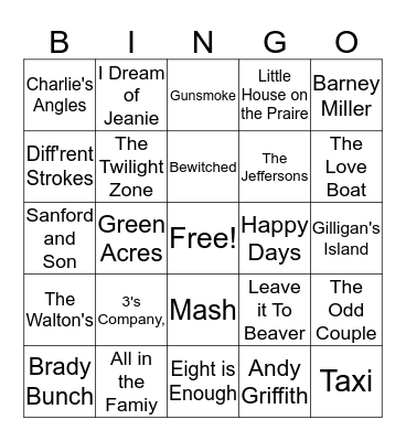 Old TV Shows Bingo Card