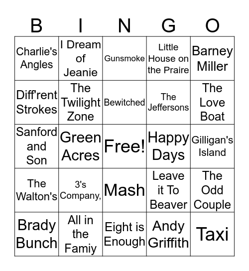 Old TV Shows Bingo Card