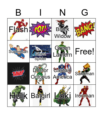 Super Heroes Bingo Card