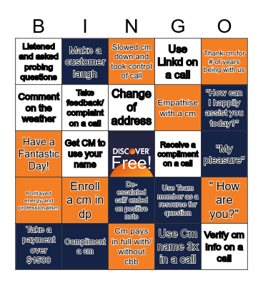 DISCOVER  Bingo Card