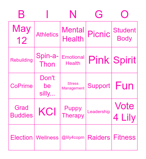 Vote 4 Lily: Bingo Card