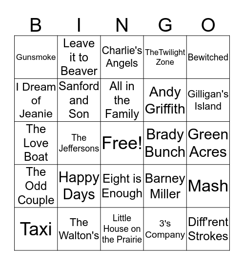 Old TV Shows Bingo Card