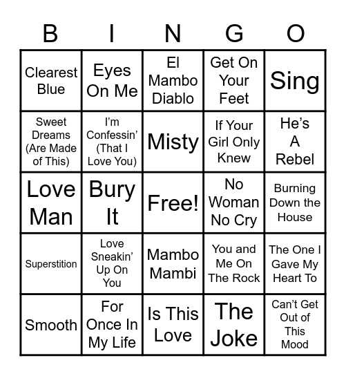 Musician Of the Week Bingo Card