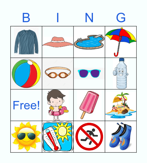 Summer Safety Bingo Card