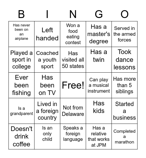 Team Magee Networking BINGO Card