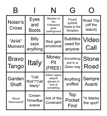 Curse of Oak Island Bingo Card