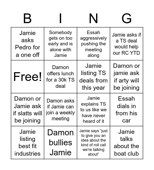 TS Bingo Card