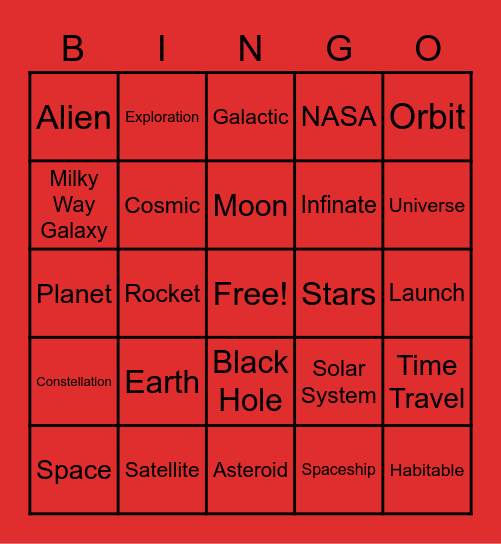 OUT OF THIS WORLD Bingo Card