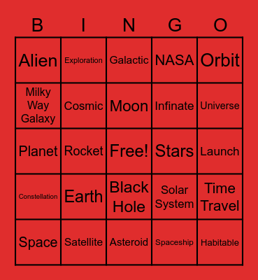OUT OF THIS WORLD Bingo Card