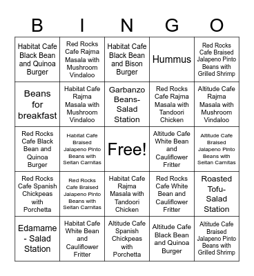 Bean-Go with the BLD Food Team Bingo Card