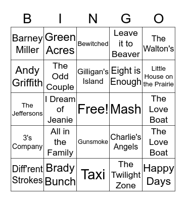 Old TV Shows Bingo Card