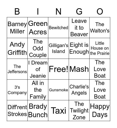 Old TV Shows Bingo Card