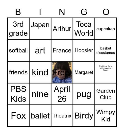 Martine's Birthday Bingo Card