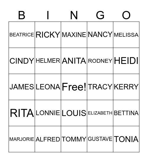 NICHOLS FAMILY REUNION Bingo Card