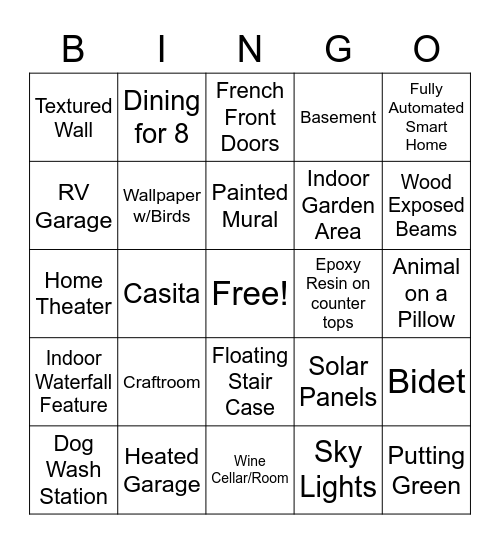 Spring Parade of Homes 2023 Bingo Card