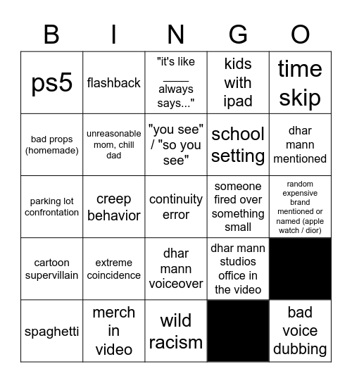 Dhar Mann Bingo v4 Bingo Card