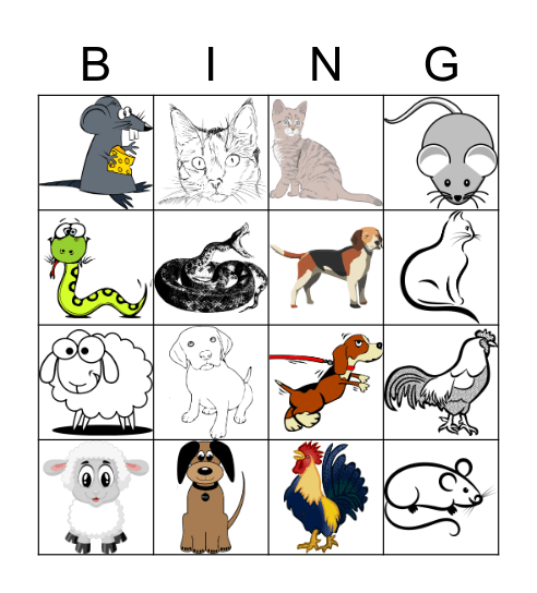 Animaux Bingo Card