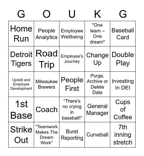 Go UKG Bingo Card