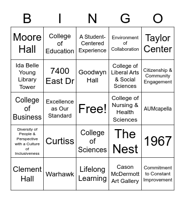 AUM Bingo Card