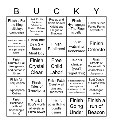 Summer "Fun" List Bingo Card