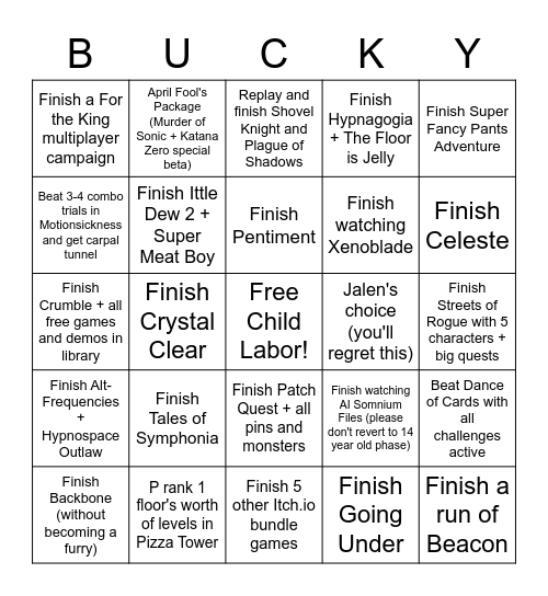 Summer "Fun" List Bingo Card