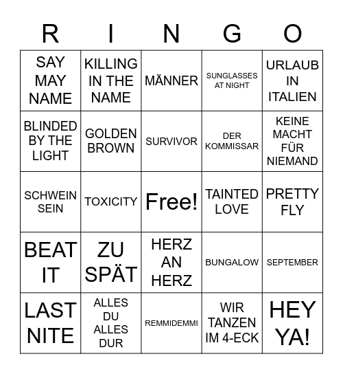 BINGO DER MÄCHTIGEN RONZILLA!!! Bingo Card