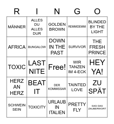 BINGO DER MÄCHTIGEN RONZILLA!!! Bingo Card