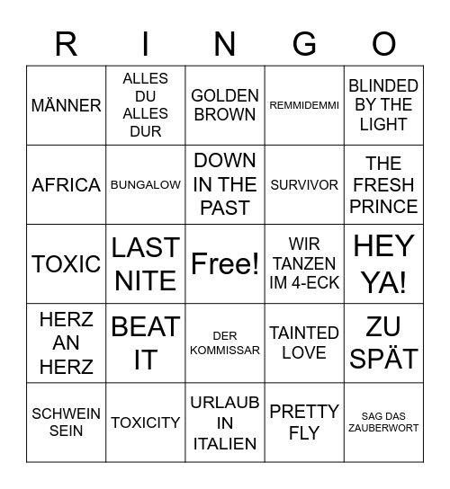 BINGO DER MÄCHTIGEN RONZILLA!!! Bingo Card