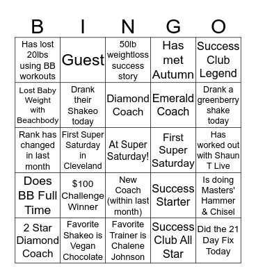 Cleveland Super Saturday Bingo Card