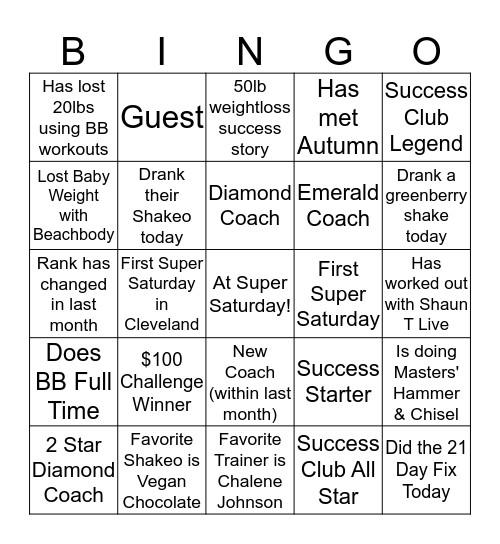 Cleveland Super Saturday Bingo Card